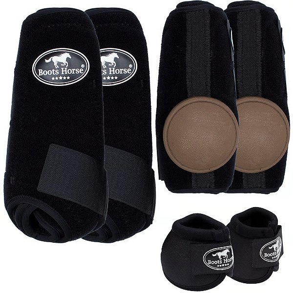 KIT COMPLETO CLOCHE/CANELEIRA/SKID BOOT PRETO BOOTS HORSE 29568
