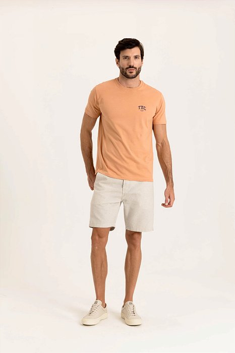 CAMISETA TXC REGULAR MEIA MALHA PENTEADA ESTAMPADA LARANJA CLARO 192614