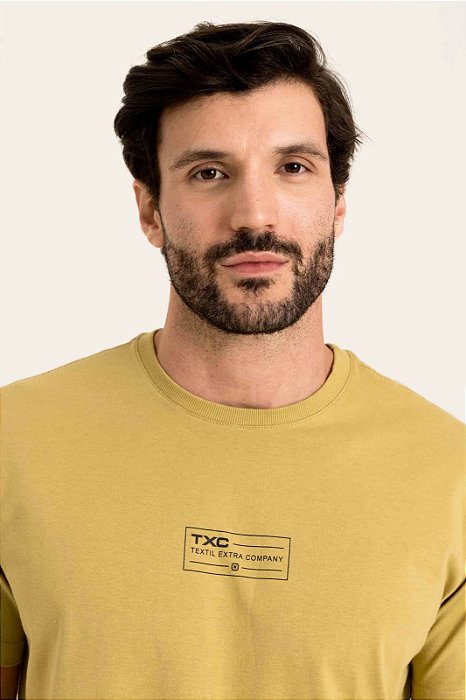 CAMISETA TXC REGULAR MEIA MALHA PENTEADA ESTAMPADA KHAKI 192634