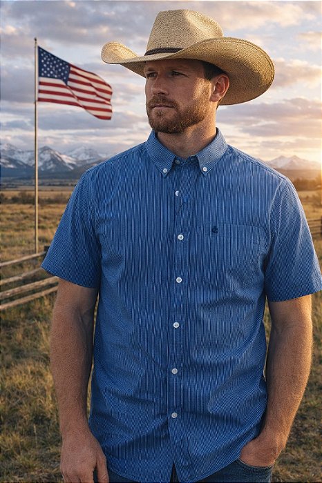 CAMISA ZONA COUNTRY XADREZ MC SLIM MASC MARINHO