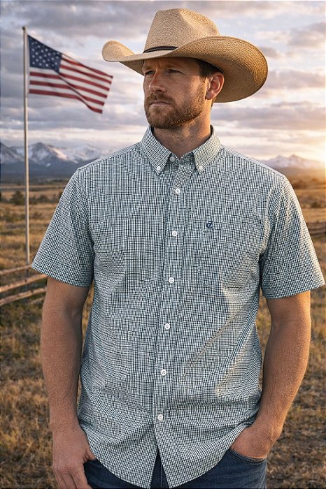 CAMISA ZONA COUNTRY XADREZ MC SLIM MASC VERDE