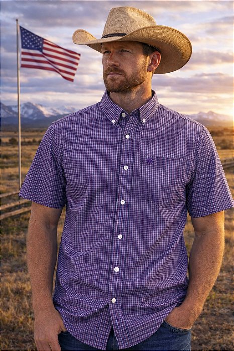 CAMISA ZONA COUNTRY XADREZ MC SLIM MASC ROXO
