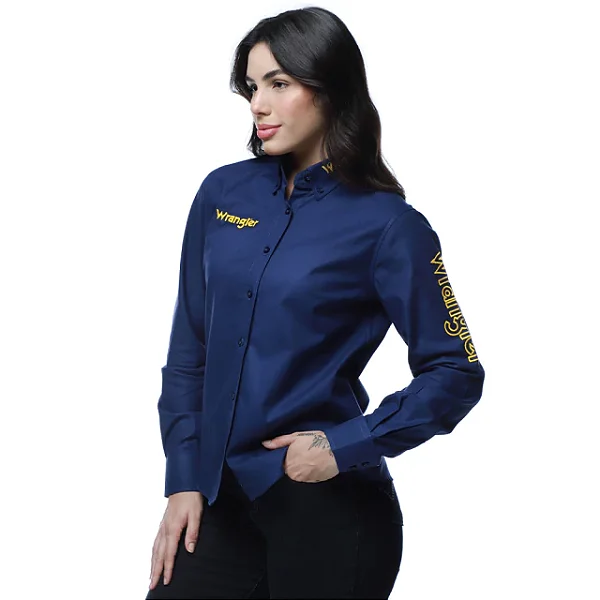 CAMISA WRANGLER FEM ML AZUL MARINHO WW260MA