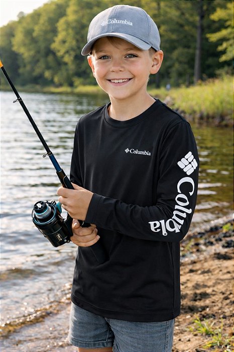 CAMISETA COLUMBIA INFANTIL AURORA M/L PRETO 321109