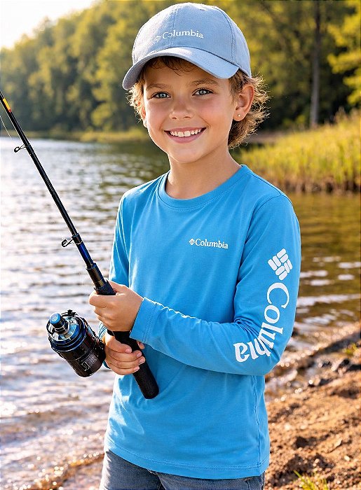 CAMISETA COLUMBIA INFANTIL AURORA M/L RIVER BLUE 321109