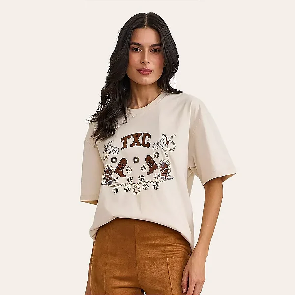 CAMISETA TXC FEMININA OVERSIZED ESTAMPADA AREIA 51369
