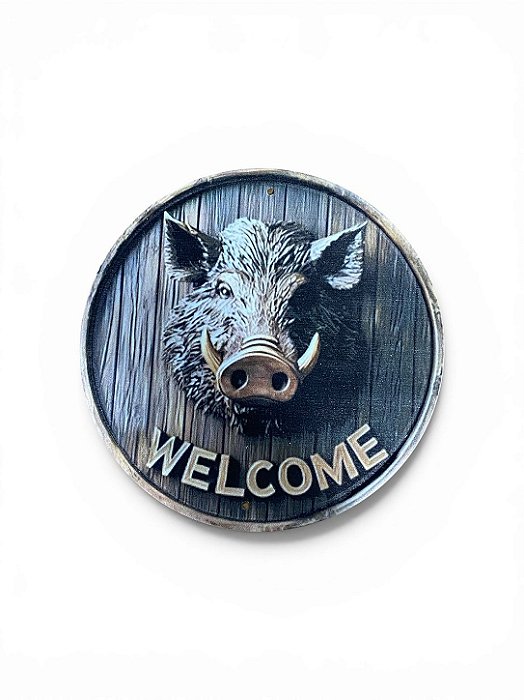 PLACA DECORATIVA WELCOME JAVALI