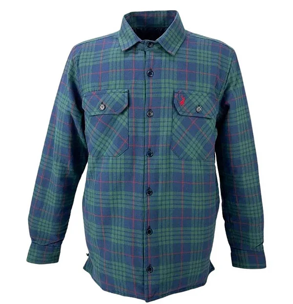 JAQUETA AUSTIN WESTERN FLANELA FORRADA AZUL/VERDE