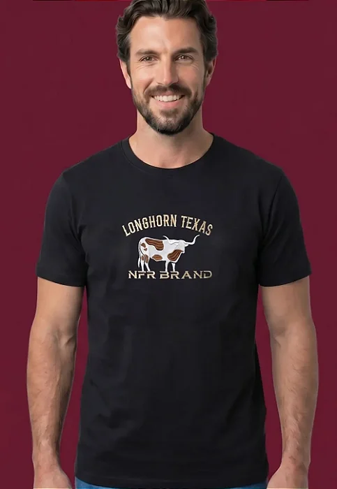 CAMISETA NFR MASC LONGHORN TEXAS BRAND PRETA CMS1279