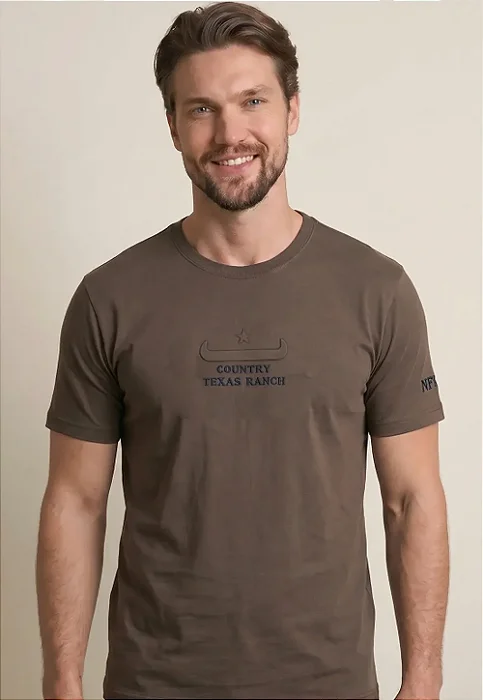 CAMISETA NFR MASC COUNTRY TEXAS RANCH MARROM CMS1295