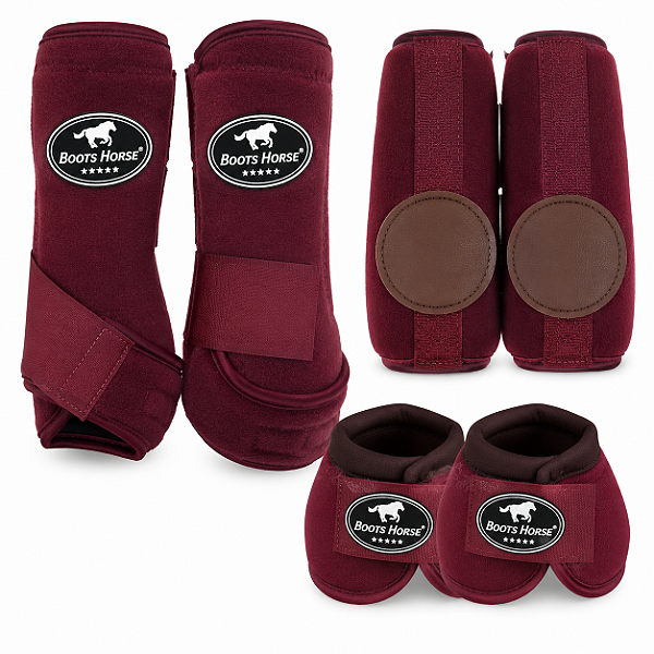 KIT COMPLETO CLOCHE/CANELEIRA/SKID BOOT VINHO BOOTS HORSE 4811