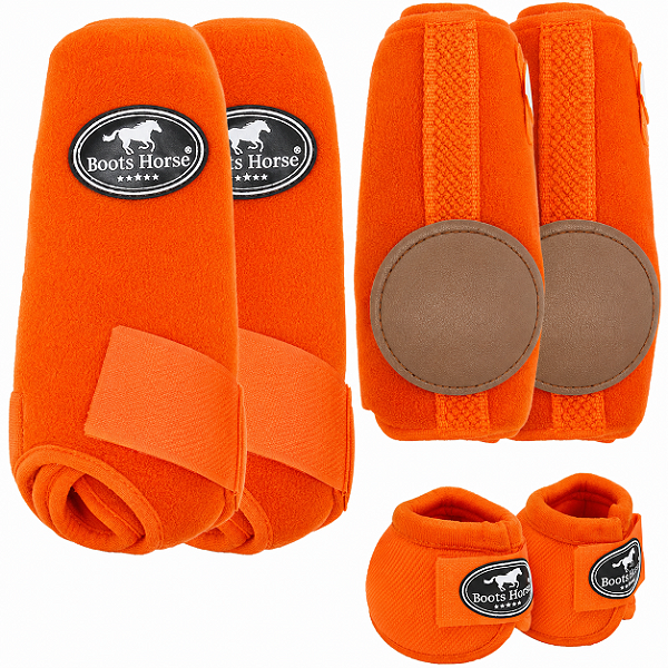 KIT COMPLETO CLOCHE/CANELEIRA/SKID BOOT LARANJA BOOTS HORSE 1354