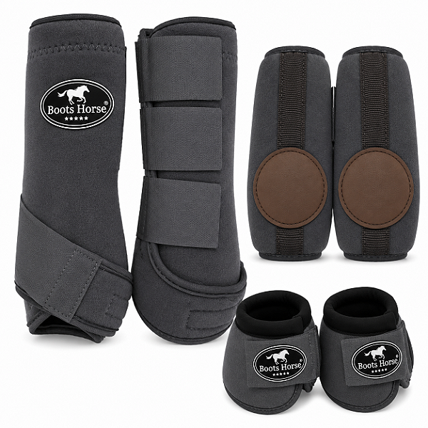 KIT COMPLETO CLOCHE/CANELEIRA/SKID BOOT CINZA BOOTS HORSE 8501