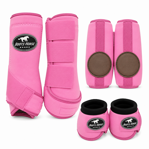 KIT COMPLETO CLOCHE/CANELEIRA/SKID BOOT ROSA BOOTS HORSE 1250