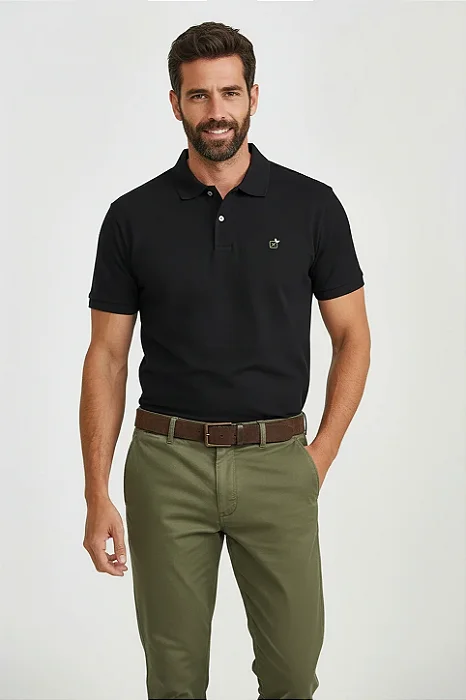 POLO TXC SLIM PIQUET BORDADA PRETA 69107