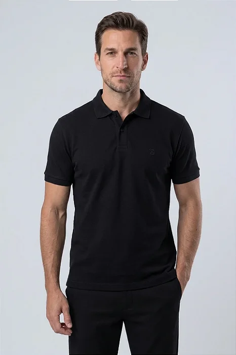 POLO TXC MASC PIQUET ELASTANO BORDADA PRETA 69104