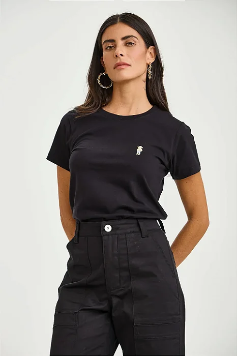 CAMISETA TXC FEMININA REGULAR BORDADA EAGLE PRETO 51525