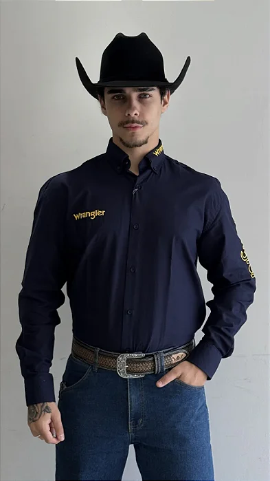 CAMISA WRANGLER ML MARINHO S/ BOLSO WW250MA