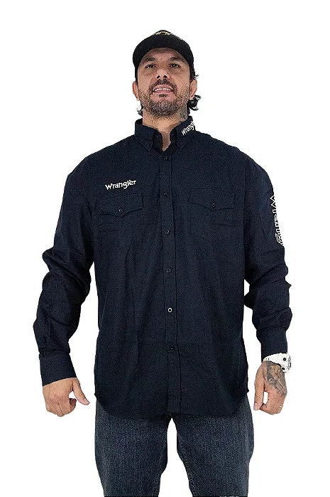 CAMISA WRANGLER ML PRETA C/ BOLSO WW251PR