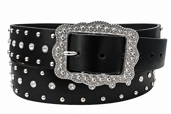 CINTO ZONA COUNTRY FEMININO PRETO STRASS