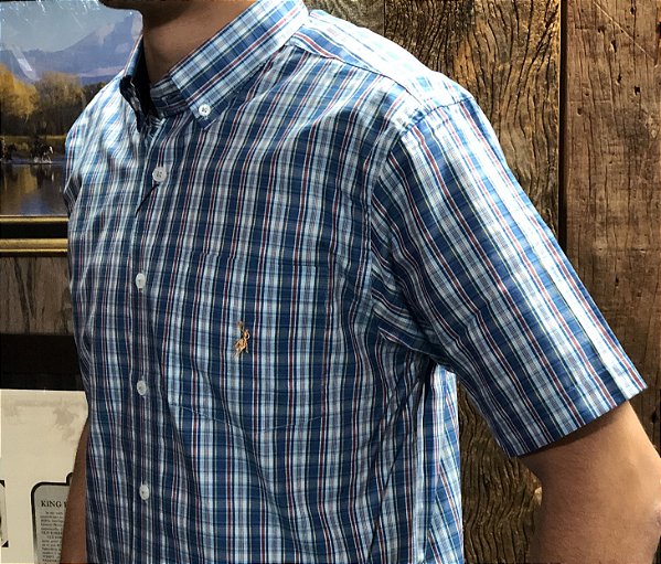 CAMISA AUSTIN M/L XADREZ AZUL SLIN CONF