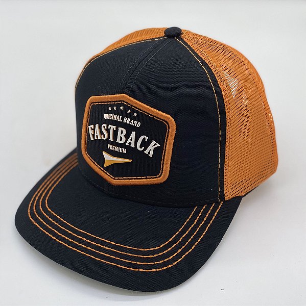 BONE FAST BACK PRETO E LARANJA NACIONAL