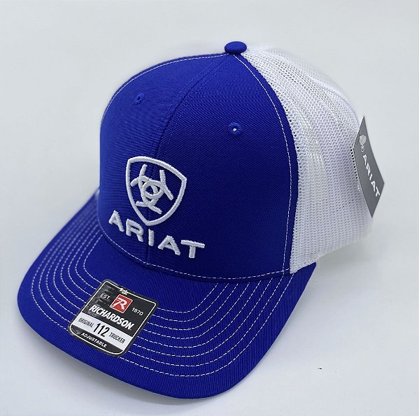 BONE ARIAT AZUL BRANCO TELA