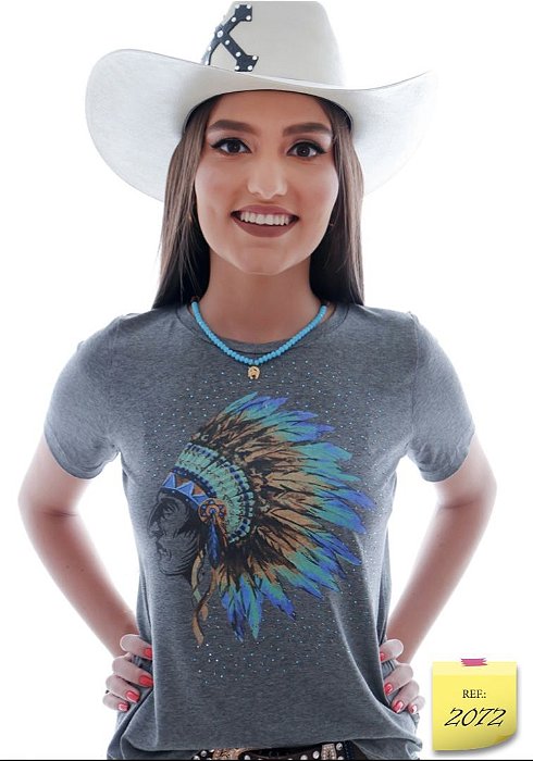 CAMISETA T SHIRT ZOE HORSE CINZA INDIO