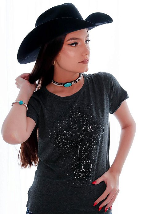 CAMISETA T SHIRT ZOE HORSE CINZA