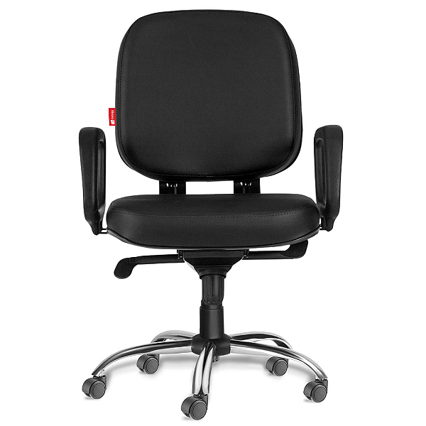 Cadeira Diretor Giratória Escritório Suporta 150 kgs Cromada Bigger Size Plus Cadeira Brasil BGD51 FTS PTE