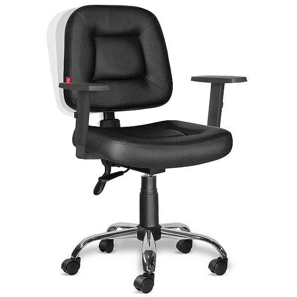 Cadeira Ergonômica Giratória para Escritório Cromada Executiva Braços Reguláveis Cadeira Brasil Siena CB 1452 PTE