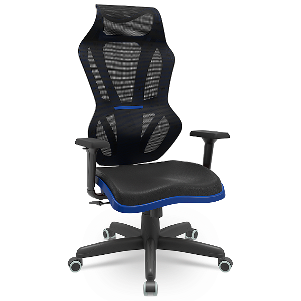 Cadeira Gamer Escritório Azul Vizon Relax Tela PX093 Cadeira Brasil