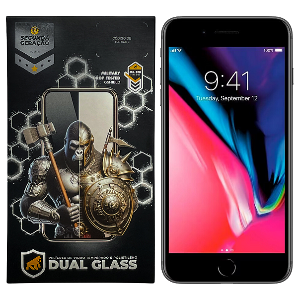 Película para iPhone 7 / 8 / SE 2 / SE 3 - Dual Glass Preta - Gshield