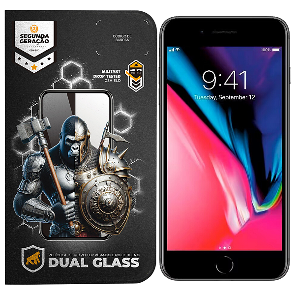 Película para iPhone 7 / 8 / SE 2 / SE 3 - Dual Glass Preta - Gshield