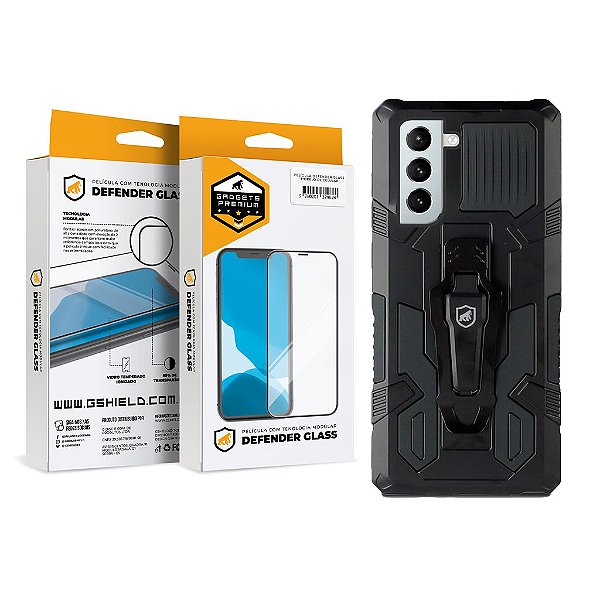 Kit Capa Clip E Película Defender Glass Galaxy S21 Plus - Gshield