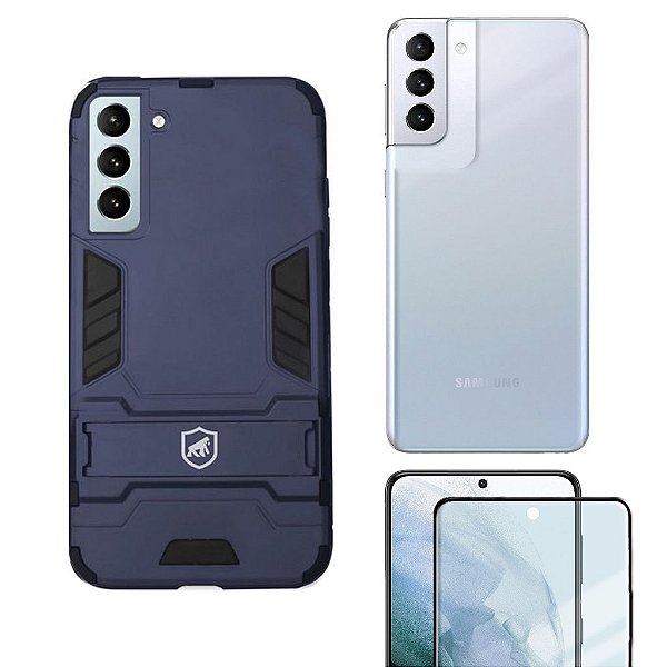 Película Defender Glass + Nano Traseira + Capa Armor Para Samsung Galaxy S21 Plus - Gshield