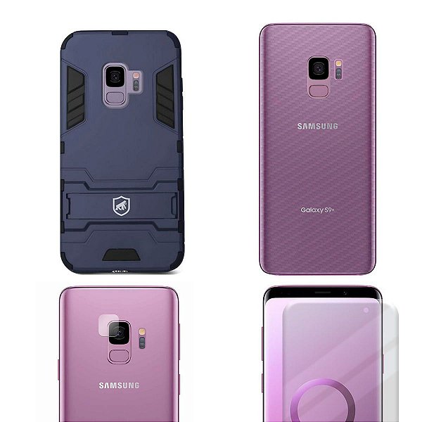 Película Nano Gel+ Camera + Fibra de Carbono + Capa Armor Para Samsung Galaxy S9 - Gshield