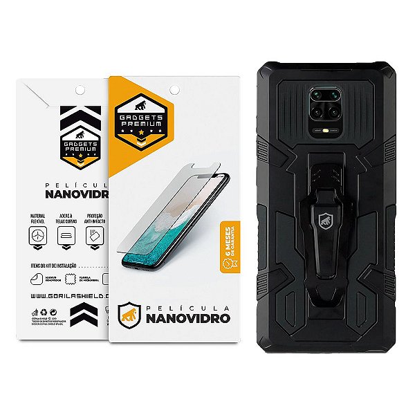 Kit para Xiaomi Redmi Note 9S - Capa Clip e Película de Nano Vidro - Gshield