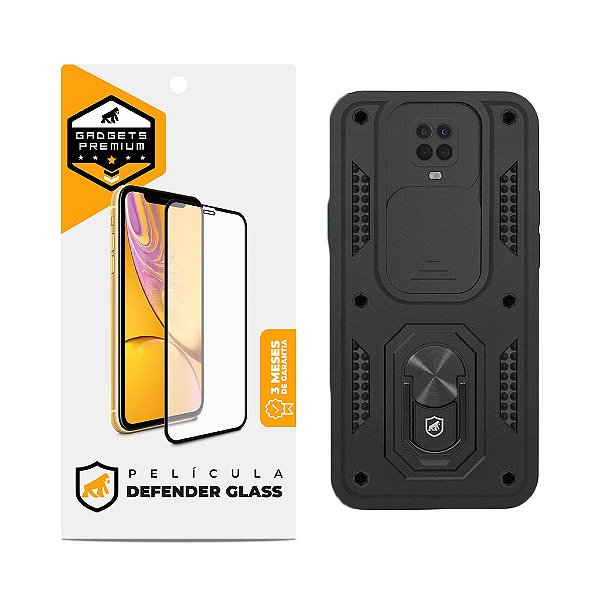 Kit Capa Dinamic Cam Protection e Película Defender Glass para Xiaomi Redmi Note 9S - Gshield