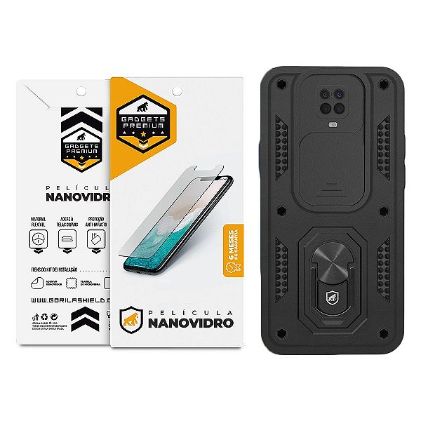 Kit Capa Dinamic Cam Protection e Película Nano Vidro para Xiaomi Redmi Note 9S - Gshield