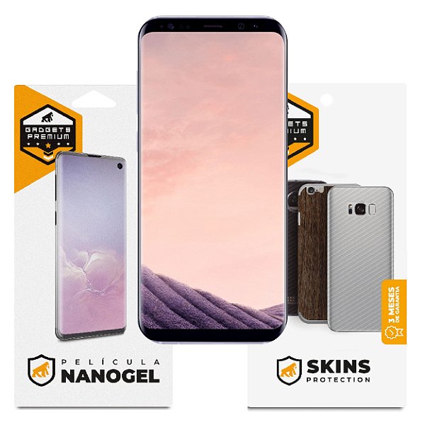 Película de Nano Gel Dupla + traseira fibra de carbono para Samsung Galaxy S8 Plus - Gshield (Cobre toda tela)