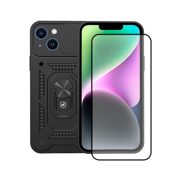 Kit Capa Dinamic Cam Protection e Pelicula Coverage 5D Pro Preta para iPhone 11 - Gshield