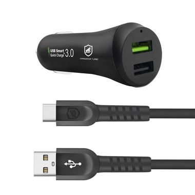 Kit Carregador Veicular com Cabo Dual Shock - 1,2m - Type C / Tipo C/ Usb C - Original - Gshield