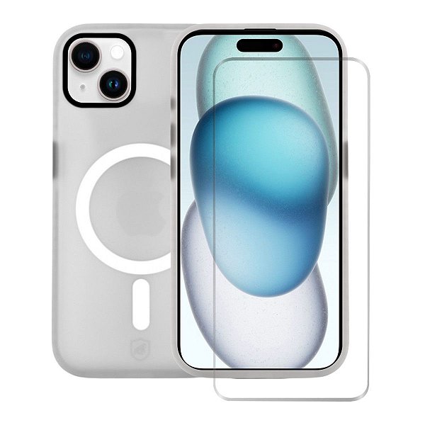 Kit Capa Magsafe Pro Transparente e Pelicula Nano Vidro para iPhone 15 - Gshield