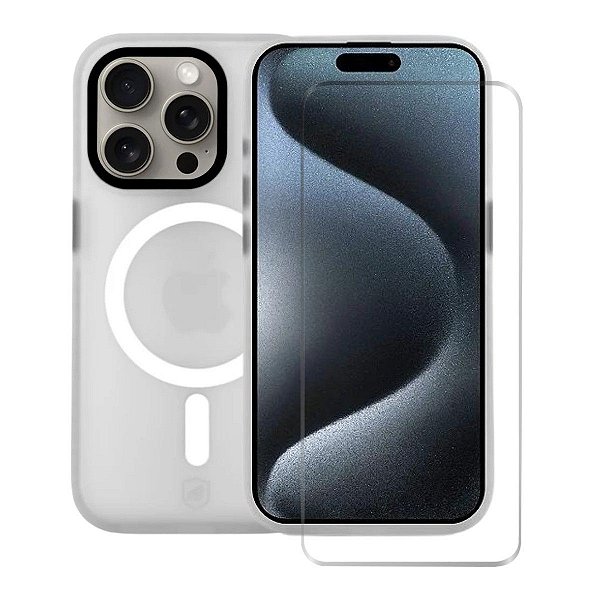 Kit Capa Magsafe Pro Transparente e Pelicula Nano Vidro para iPhone 15 Pro - Gshield