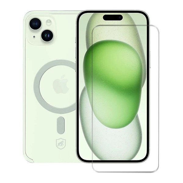 Kit Capa Magsafe Transparente e Pelicula Nano Vidro para iPhone 15 - Gshield