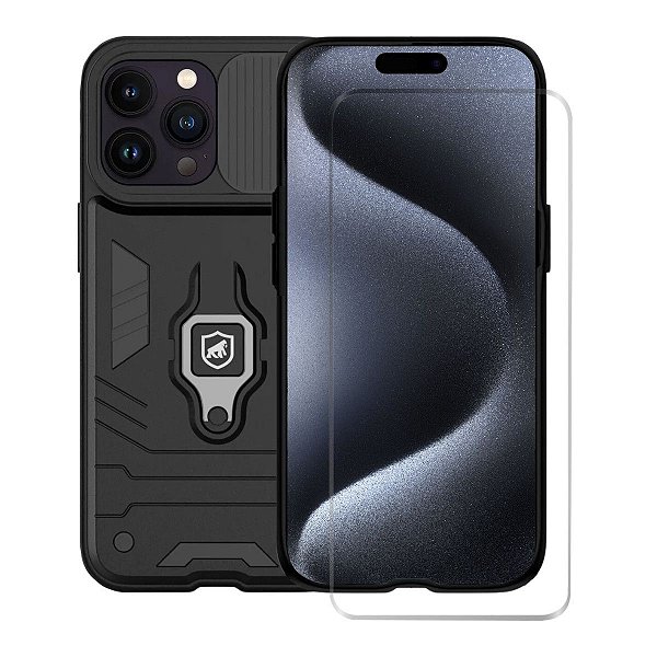 Kit Capa Defender e Pelicula Nano Vidro para iPhone 15 Pro - Gshield