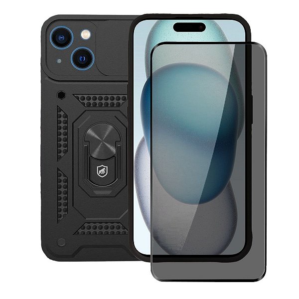 Kit Capa Dinamic Cam Protection e Pelicula Defender Pro Privacidade para iPhone 15 - Gshield