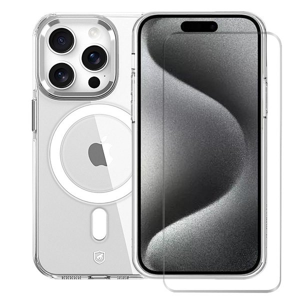 Kit Capa MagSafe Crystal Armor e Pelicula Nano Vidro para iPhone 15 Pro Max - Gshield