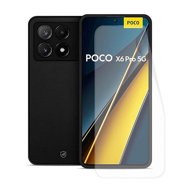 Kit Capa Silicon Veloz e Película Hydrogel HD para Xiaomi Poco X6 Pro 5G - Gshield